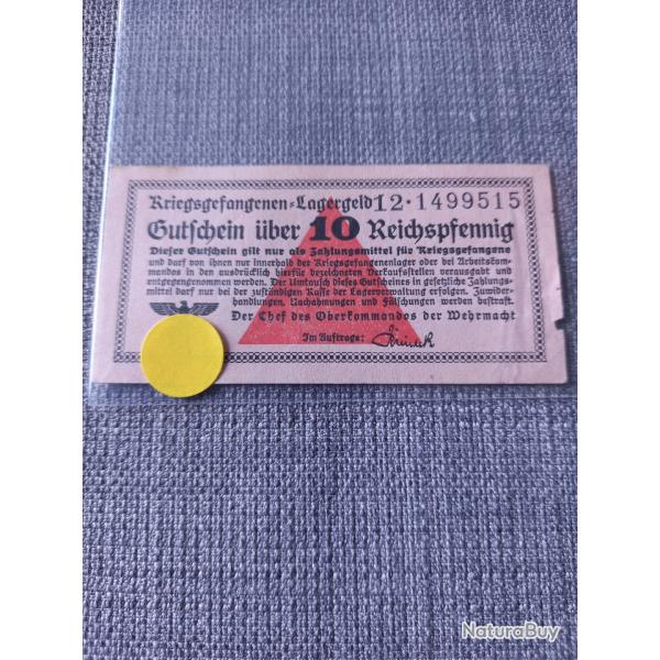 WW2 monnaie de camp pour prisonnier de guerre