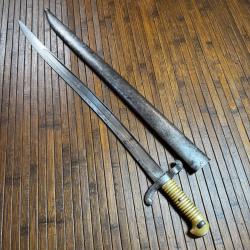 SABRE BA&Iuml;ONNETTE 1842 PREMIER MOD&Egrave;LE MANUFACTURE IMP&Eacute;RIALE CHATELLERAULT REGLEMENTAIRE FRANCE 1860