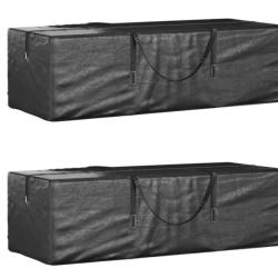 Sac rangement sapin No&euml;l poly&eacute;thyl&egrave;ne noir 135x40x55 cm r&eacute;sistant eau UV 2pcs