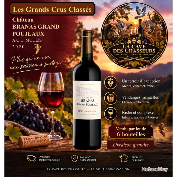 Ch�teau Branas Grand Poujeaux 2020 1 caisse de 6 bouteilles de 75cl AOC Moulis Cru Bourgeois Excep