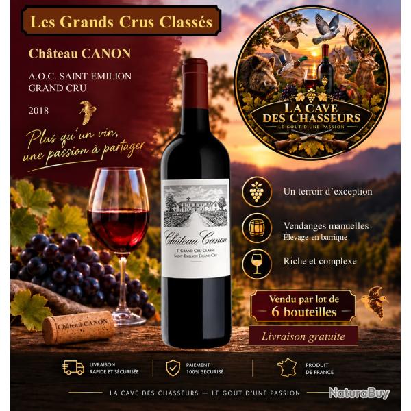 Ch�teau Canon 2018 1 caisse de 6 bouteilles de 75cl AOC St Emilion 1er Grand Cru Class� B