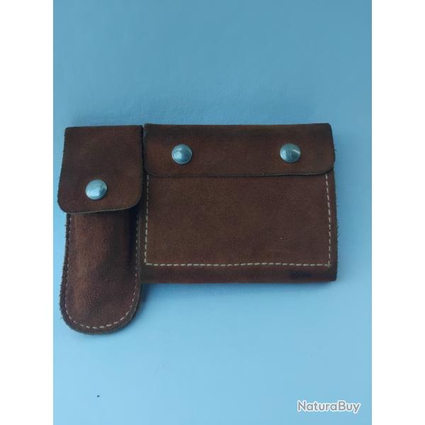 �tui 2 en 1 en daim pour cartouches de fusil de chasse et couteau marque Hunter