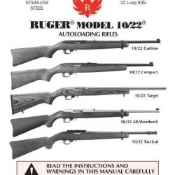 notice RUGER 10/22 (envoi par mail) - VENDU PAR JEPERCUTE (m2907)