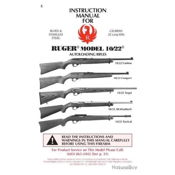 notice RUGER 10/22 (envoi par mail) - VENDU PAR JEPERCUTE (m2907)