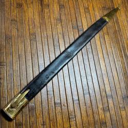 Rare Fourreau Cuir & Laiton Ba&iuml;onnette Prussienne Mod&egrave;le 1871 - Marquages Regimentaires