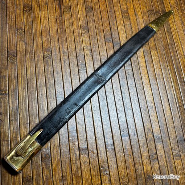 Rare Fourreau Cuir & Laiton Ba�onnette Prussienne Mod�le 1871 - Marquages Regimentaires