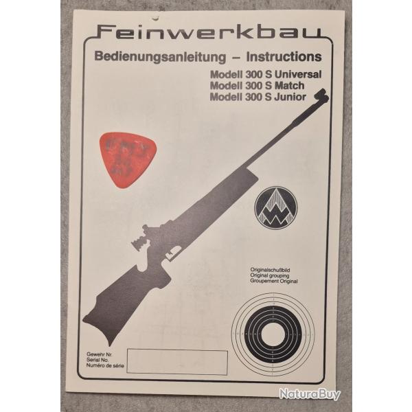 Notice pour carabine FEINWERKBAU Mod�le 300S