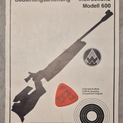 Notice pour carabine FEINWERKBAU Mod&egrave;le 600