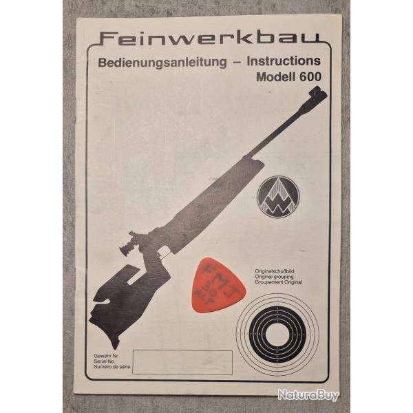 Notice pour carabine FEINWERKBAU Mod�le 600