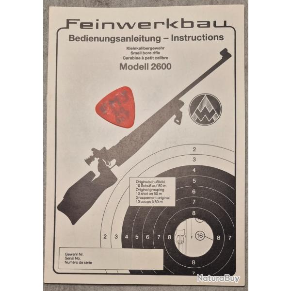 Notice pour carabine FEINWERKBAU Mod�le 2600