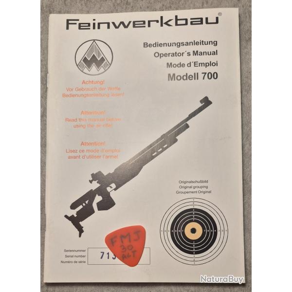 Notice pour carabine FEINWERKBAU 700