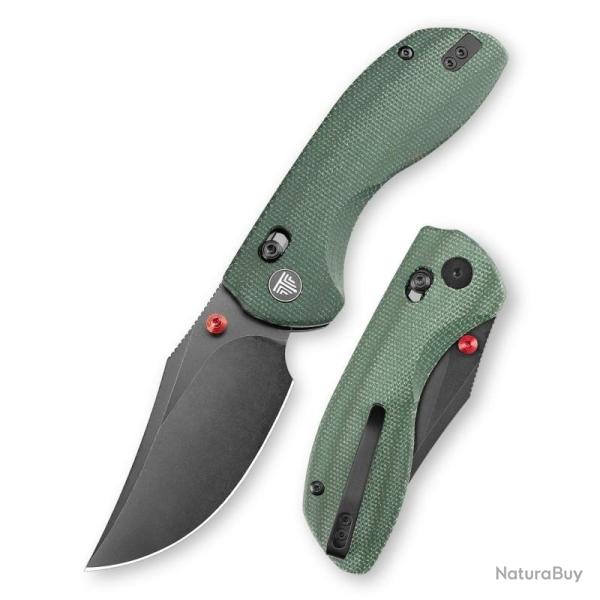 Couteau Trivisa Hippo-GM Lame Acier 14C28N Manche Micarta Vert Crossbar Lock TVJM15GM14