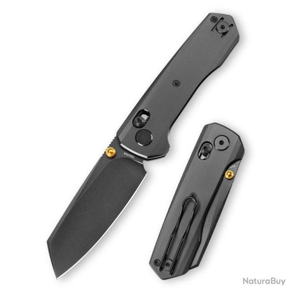 Couteau Trivisa Scarab-B Lame Acier M390 Manche Titane Noir Crossbar Lock TVJM09BM