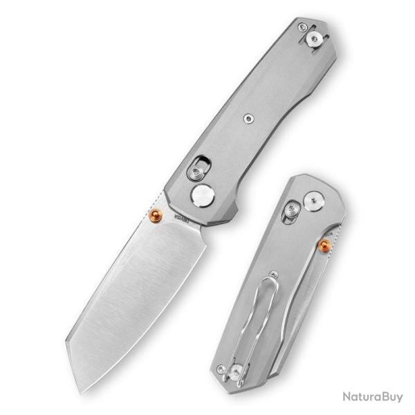 Couteau Trivisa Scarab-S Lame Acier M390 Manche Titane Gris Crossbar Lock TVJM09SM