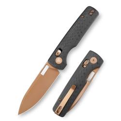 Couteau Trivisa Sabretooth-CG Lame Acier 14C28N Manche Carbone G10 Noir Crossbar Lock TVTY29CG14