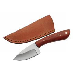 Couteau Fixe SZCO 203487 Lame Acier Inox Manche Acajou Brun &Eacute;tui Cuir PA203487