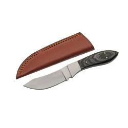 Couteau Fixe SZCO 203478 Lame Acier Inox Manche Pakkawood Gris &Eacute;tui Cuir PA203478