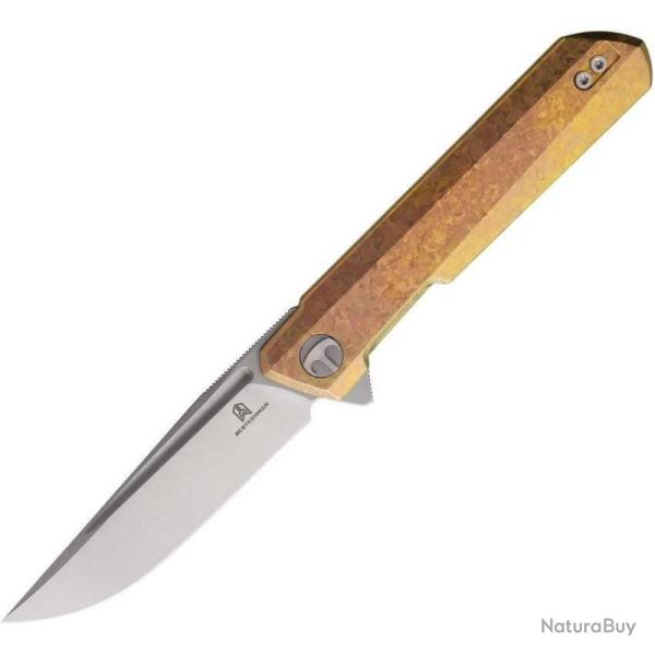 Couteau Bestechman Dundee Lame Acier D2 Manche Titane Bronze Linerlock BTKMK01C3