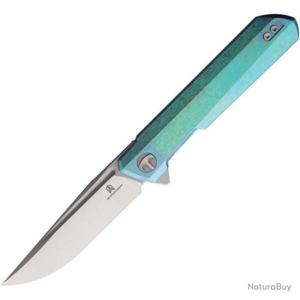 Couteau Bestechman Dundee Lame Acier D2 Manche Titane Vert Linerlock BTKMK01C2