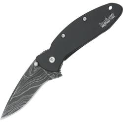Couteau Kershaw Scallion Lame Damas Manche Acier Noir Framelock Made In USA KS1620DAMBK