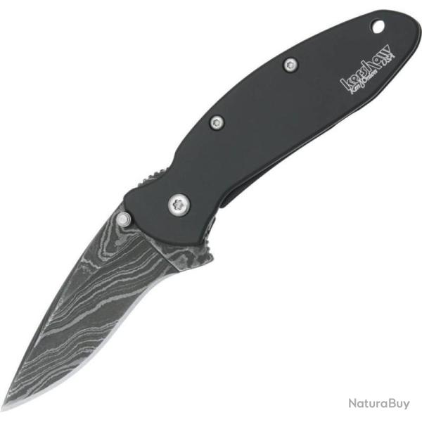 Couteau Kershaw Scallion Lame Damas Manche Acier Noir Framelock Made In USA KS1620DAMBK