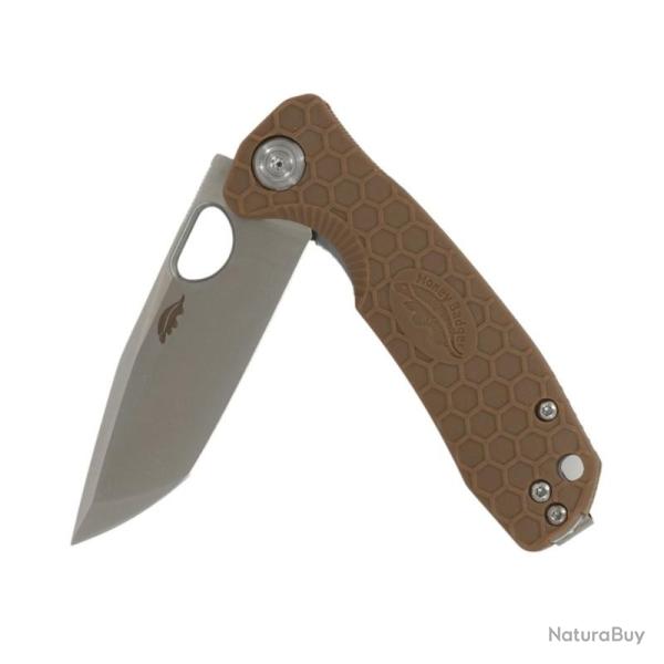 Couteau Honey Badger Knives Tanto Small Lame Acier 8Cr13MoV Manche FRN Tan Liner Lock HB1342