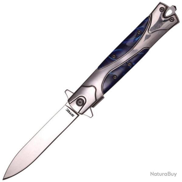 Couteau S-TEC T273338-4 Lame Acier Inox Manche Acier Inoxydable et Acrylique Bleu STT2733384