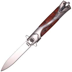 Couteau S-TEC T273338-2 Lame Acier Inox Manche Acier Inoxydable et Bois Marron Linerlock STT2733382