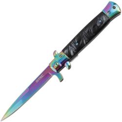Couteau S-TEC Stiletto T273337-23 Lame Acier Inox Manche Acrylique Noir Marbr&eacute; Linerlock STT27333723