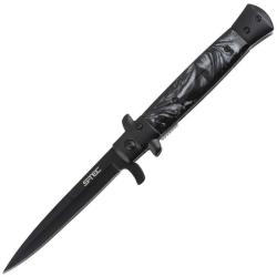 Couteau S-TEC Stiletto T273337-22 Lame Acier Inox Manche Acrylique Noir Marbr&eacute; Linerlock STT27333722