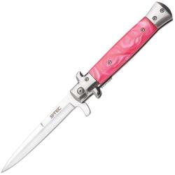 Couteau S-TEC Stiletto T273337-12 Lame Acier Inox Manche Acrylique Rose Linerlock A/O STT27333712