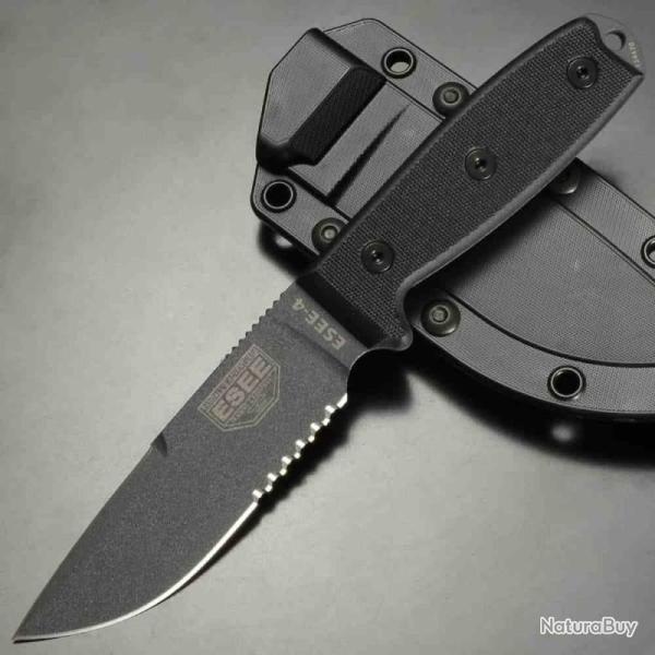 Couteau ESEE 4 Tactical Lame Acier 1095 Manche Micarta Noir �tui Synth�tique Made In USA ES4STGB