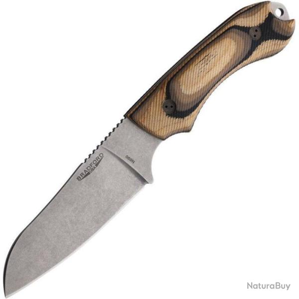 Couteau Bradford Guardian 4 SF Lame Acier N690 Manche Bois Camo �tui Cuir Made In USA BRAD4SF115