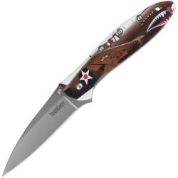Couteau Kershaw Leek Fighter Pilot Lame Acier 14C28N Manche Alu Multicolore Framelock KS1660FP