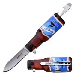 Couteau MTech Bottle Belgian Lame Acier 3Cr13 Manche ABS Brun et Bleu Linerlock MTA1195B