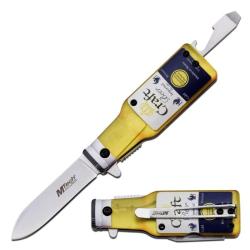Couteau MTech Bottle Craft Lame Acier 3Cr13 Manche ABS Jaune Linerlock MTA1195C