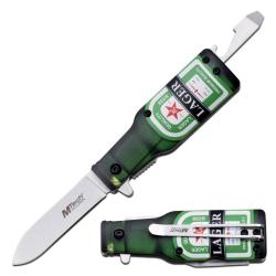 Couteau MTech Bottle Lager Lame Acier 3Cr13 Manche ABS Vert Linerlock MTA1195L