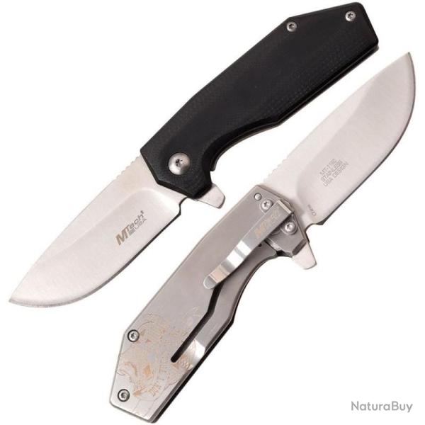 Couteau MTech 1160SS Lame Acier 3Cr13 Manche G10 Noir Framelock MT1160SS