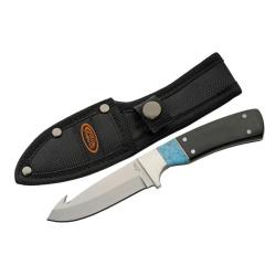 Couteau Fixe SZCO Guthook Lame Acier 3Cr13 Manche Pakkawood Noir &Eacute;tui Nylon CN211629BL
