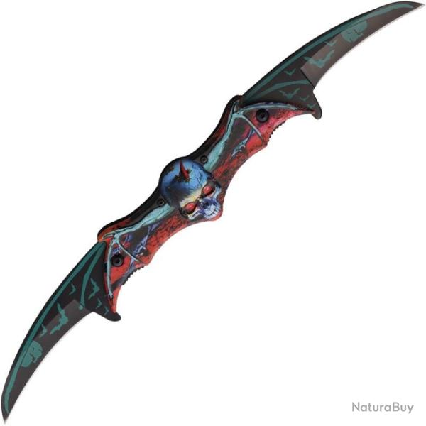 Couteau S-TEC Bat T27309BL Lame Acier Inox Manche Aluminium Noir et Bleu Linerlock A/O STT27309BL