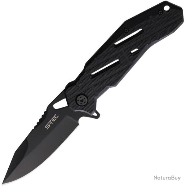 Couteau Pliant S-TEC T27162BK Lame Acier Inox Manche G10 Noir Linerlock STT27162BK