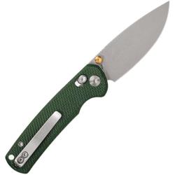 Couteau Vixino Rockshark Lame Acier 14C28N Manche Micarta Vert Cross Bar Lock VX501M2G