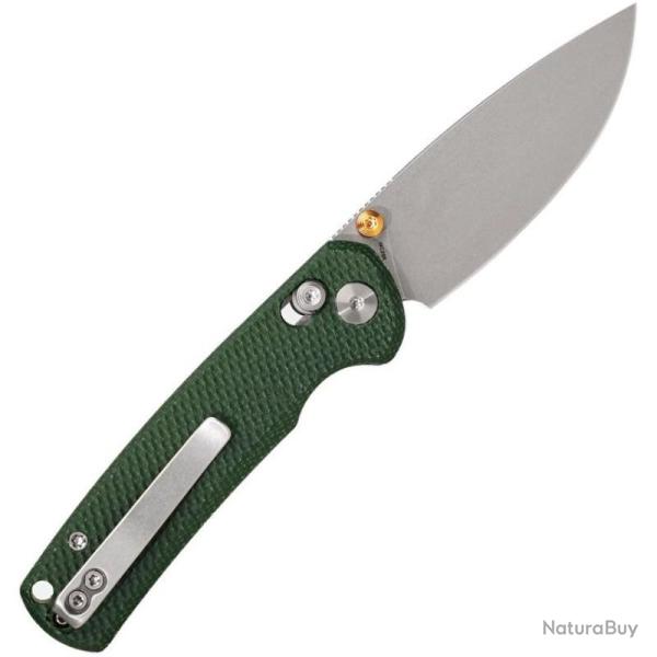 Couteau Vixino Rockshark Lame Acier 14C28N Manche Micarta Vert Cross Bar Lock VX501M2G