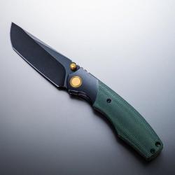 Couteau Vixino Baby Bronto Lame Acier S35VN Manche Micarta/Titane Vert Framelock VX902M2