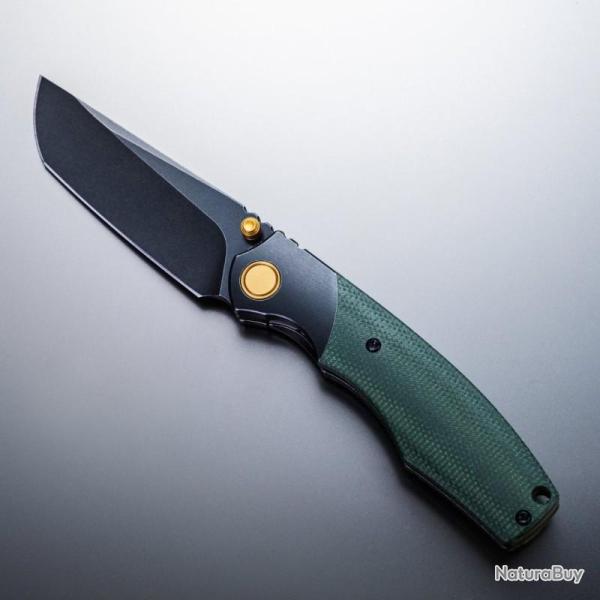 Couteau Vixino Baby Bronto Lame Acier S35VN Manche Micarta/Titane Vert Framelock VX902M2