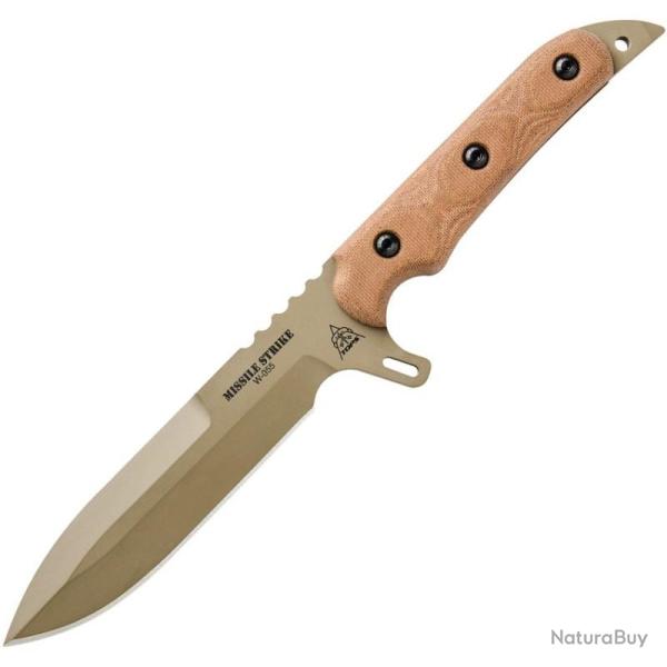 Couteau Fixe TOPS Missile Strike Lame Acier 1095 Manche Micarta Coyote �tui Kydex Made In USA TPMS01
