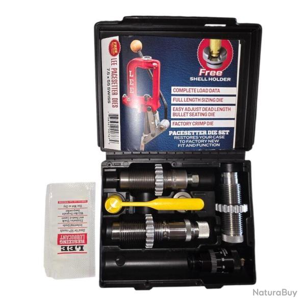 JEU D'OUTILS 3P LEE AVEC SUPPORT DOUILLE 7.5 x 55 SWISS SIEGEUR MICROMETRIQUE