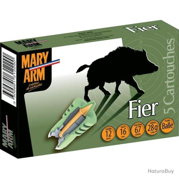 CARTOUCHE DE CHASSE FIER, grand gibier big game cal 12/70 28g
