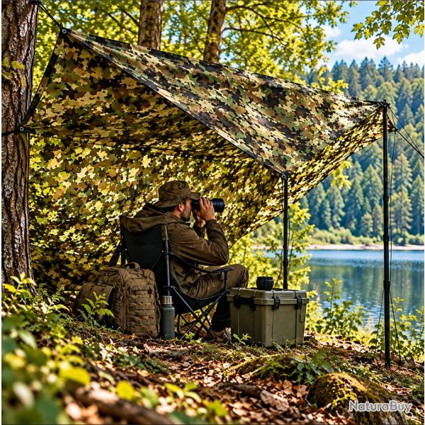Filet Camouflage Renforc� 4,3 x 6 m - 115 g/m� - Imperm�able Anti-UV - Chasse Aff�t Outdoor