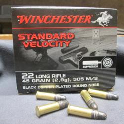 235 Balles 22LR Winchester SUBSONIC en 45grs  sp&eacute;cial  silencieux Standard Velocity